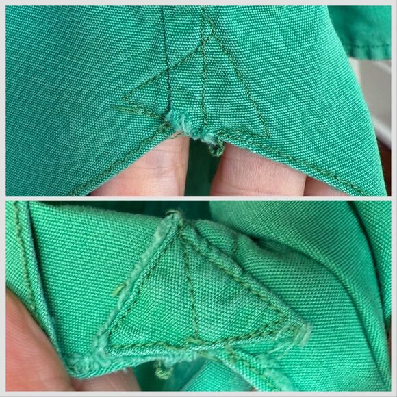 Vintage 1940s Mens Green Long Sleeve Shirt Al Chymia Temple Memphis Chain Stitch - Picture 6 of 10